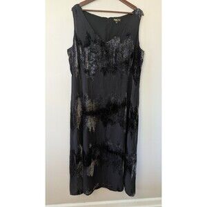 Vintage Tamotsu Silk Velvet Burnout Maxi Dress 14 Boho Whimsigoth Dark Feminine
